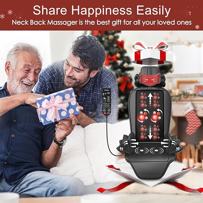 Shiatsu Massage Cushion with Heat Kneading Back Massager for Chair Massage Chair Pad for Office/Home/Family/Friends