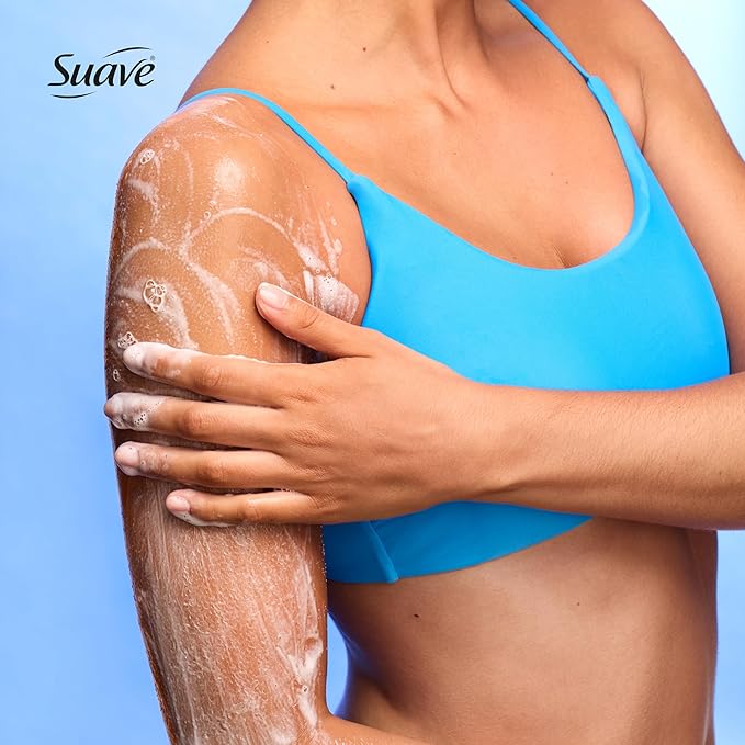 Suave Strawberry Delight Exfoliating Body Wash &amp Scrub with Glycerin &amp Vitamin E Sulfate-Free Hydrating Cleanser for Soft Smooth Skin 18 FL OZ Pack of 6