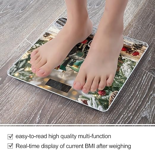 Christmas Train Scale for Body Weight Highly Accurate Digital Bathroom Body Scale Digital Bathroom Scales for People Anti-Slip Large LCD Display Smart Scales
