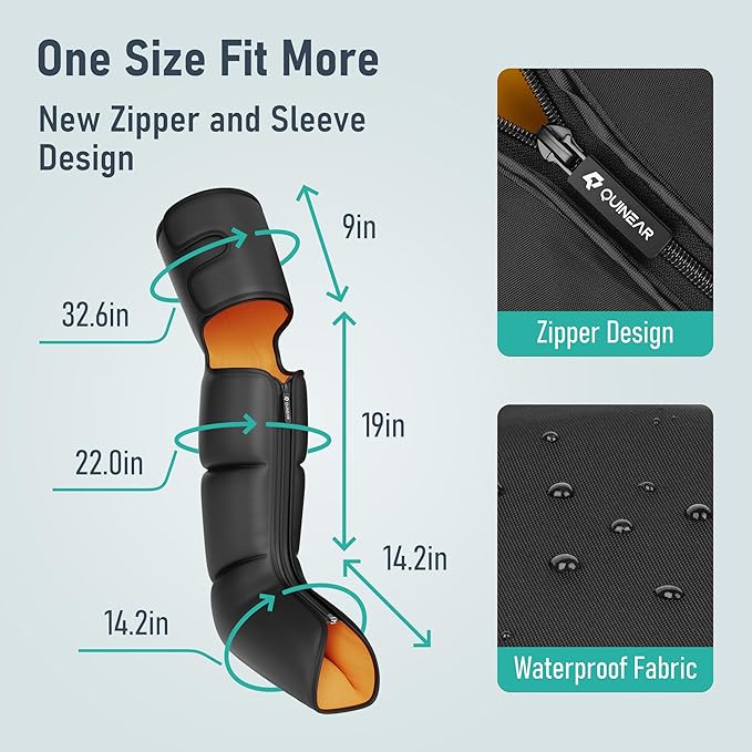 QUINEAR Leg Massager with Compression 3-in-1 Foot Calf &amp Thigh Massager and Compression Therapy with Timer Leg Massage Boots for Circulation and Pain Swelling Edema Relief FSA-HSA Eligible