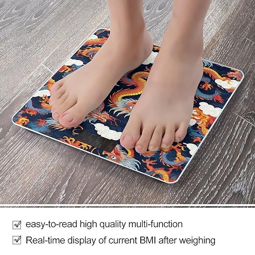 Men's Fashion Automatic Switch Digital Bathroom Weighing Scale Smart Scale Cool Japanes Dragons