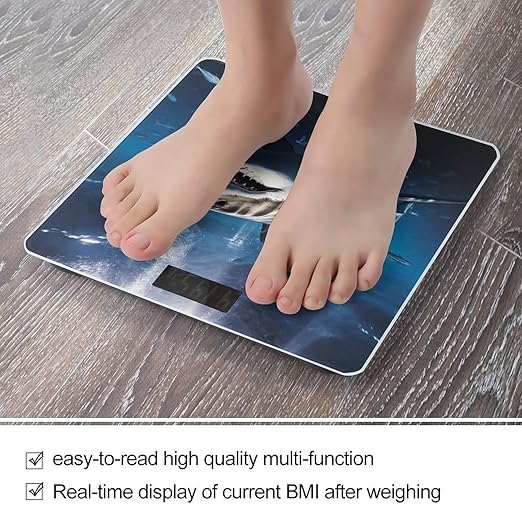 Great White Shark Bathroom Scale Rounded Smart Scale for Body Weight Automatic Power On/Off Weight Scales Accurate Bathroom Digital Scales for Pet Home Bedroom Kitchen