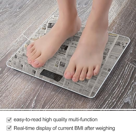 Newspaper Scale for Body Weight Precision Bathroom Weighing Scales with Back Lit LCD Display Sturdy Tempered Glass Body Weight Scales Digital Bathroom Scale 400lb