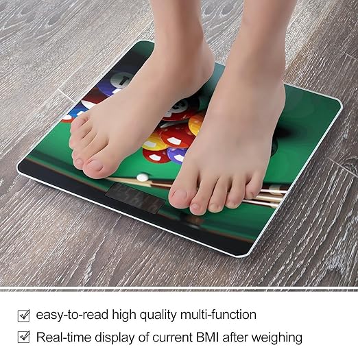 Billiards Scale for Body Weight Safe Rounded Corners Tempered Glass Digital Bathroom Scale LED Display 400lb Capacity Weight Scales with High Precision Sensors
