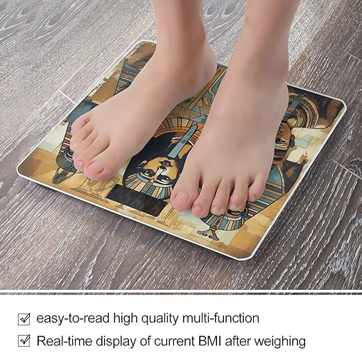 Ancient Egypt Tribe Series Scale for Body Weight Accurate Digital Bathroom Scale Toughened Glass High Precision Scales Smart Weight Scales with Large LCD Backlight Display Weighing Machine