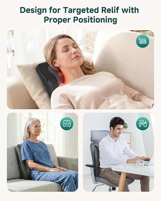 Snailax Shiatsu Back Massager for Back Pain Deep Tissue Lower Back Neck Massager with Heat 3D Kneading Back Massager for Chair Massage Pillow as Gifts for Mom Dad Women