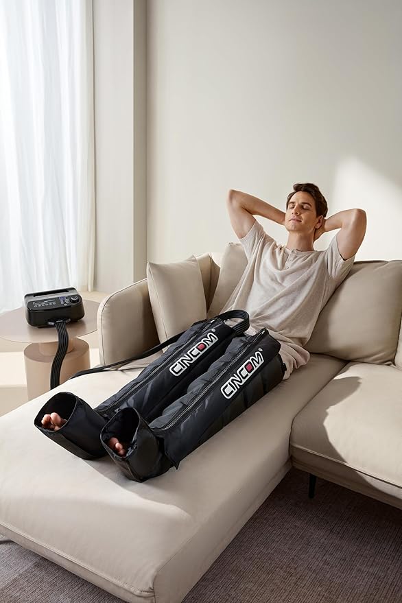 CINCOM Air Compression Recovery System - 6-Zone Professional Dynamic Pressure Leg Massager Boots for Circulation Improvement &amp Muscle Recovery Compression Therapy for Athletes FSA-HSA Eligible