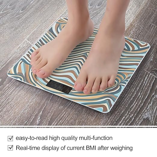 Wavy Style Lines Scale for Body Weight Digital Bathroom Scale Toughened Glass High Precision Scales for Body Weight with Large LCD Backlight Display Weight Scales