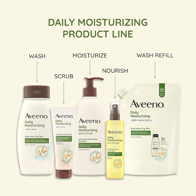 Aveeno Daily Moisturizing Yogurt Body Wash with Soothing Prebiotic Oat &amp Apricot Scent Gentle Daily Body Cleanser Nourishes Dry Skin With Moisture Paraben- Soap- &amp Dye-Free 18 fl. oz