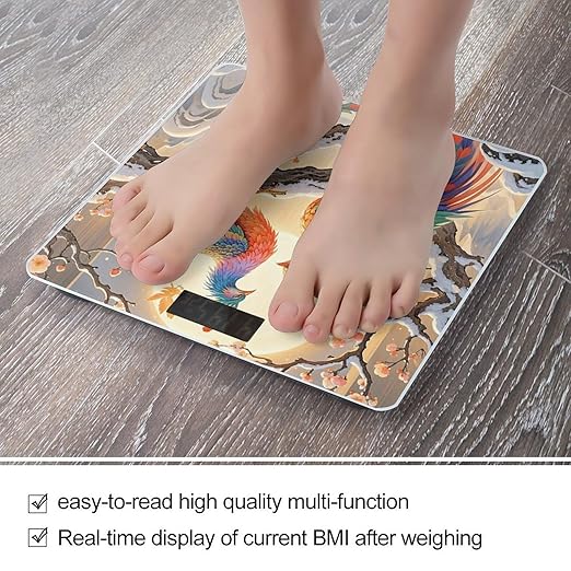 Two Phoenixes in Winter Scale for Body Weight Sturdy Tempered Glass Weighing Scales with LCD Display Accurate Digital Bathroom Scale Convenient Body Fat Smart Scales Easy Read