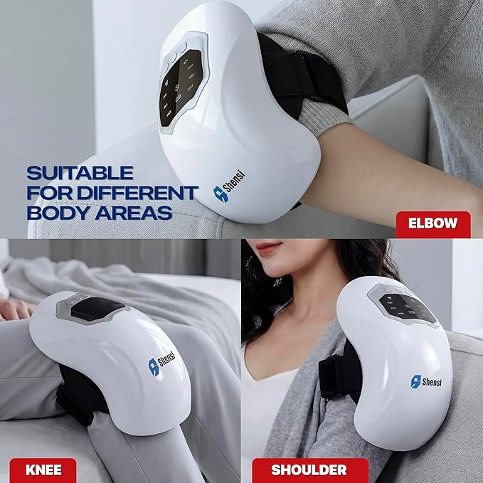 Knee Massager for Pain Relief Portable Cordless Knee Massager with Red Light Therapy Heat and Vibration 3 Heat Levels and 3 Vibration Modes for Joint Recovery Sports Injury and Muscle relaxation