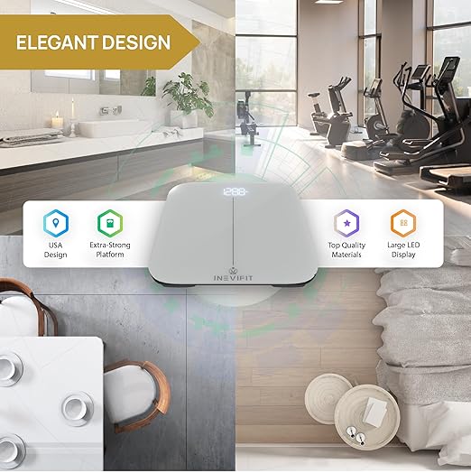 INEVIFIT Bathroom Scale Highly Accurate Digital Bathroom Body Scale Measures Weight up to 400 lbs. Includes Batteries