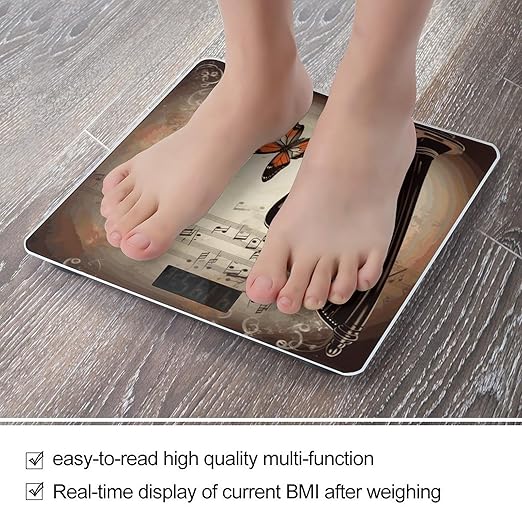 Music Background with Harp and Butterfly Bathroom ScaleHighly Accurate Digital Weighing Machine for People Bright LED Display Weight Scale for The Aldult Home Use