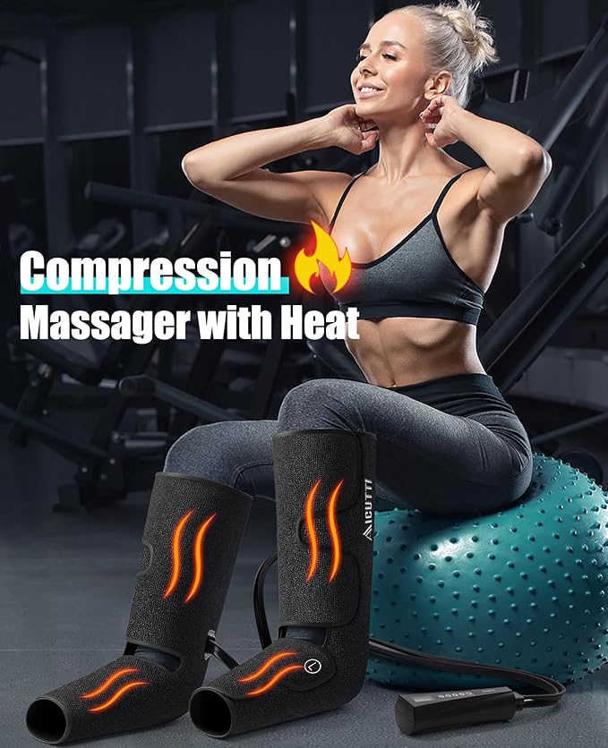Professional Air Compression Leg and Foot Massager with Heat - Christmas &amp Birthday Gifts for Men &amp Women Improved Circulation &amp Pain Relief Ideal for Parents on Mother's Day &amp Fathe