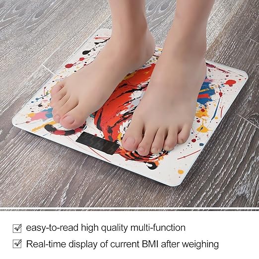 Abstract Tiger Scale for Body Weight Accurate Digital Bathroom Scale Toughened Glass High Precision Scales Smart Weight Scales with Large LCD Backlight Display Weighing Machine