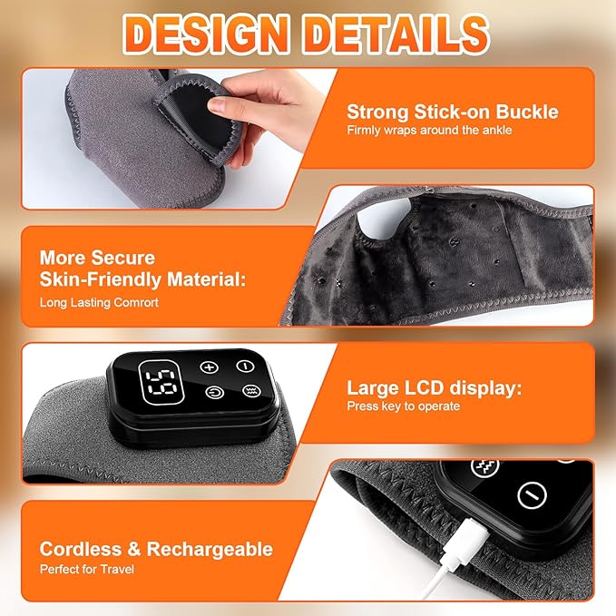 Foot Advanced Triple Method Massager 3-in-1 Heated Foot &amp Ankle Wrap Triple Technology Foot Massager Ankle 3-Speed &amp 5-Temperature Portable Foots Renew Massager for Home Travel Use (1pc)