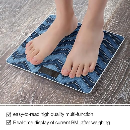 Gradient Blue Denim Scale for Body Weight Precision Bathroom Weighing Scales with Back Lit LCD Display Sturdy Tempered Glass Body Weight Scales Digital Bathroom Scale 400lb