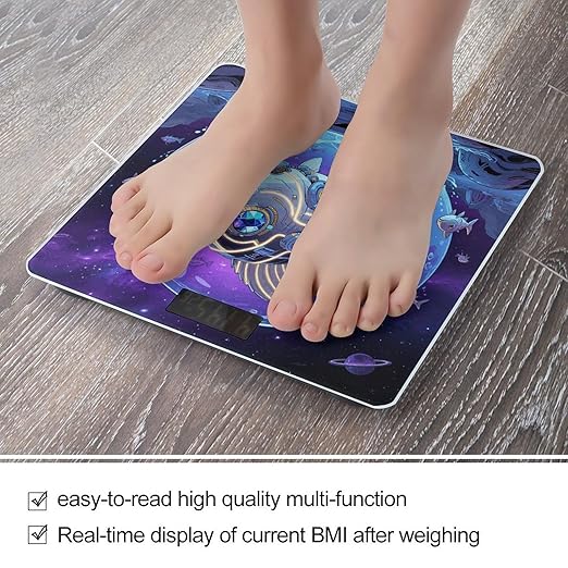 Fish Scale for Body Weight Sturdy Tempered Glass Weighing Scales with LCD Display Accurate Digital Bathroom Scale Convenient Body Fat Smart Scales Easy Read
