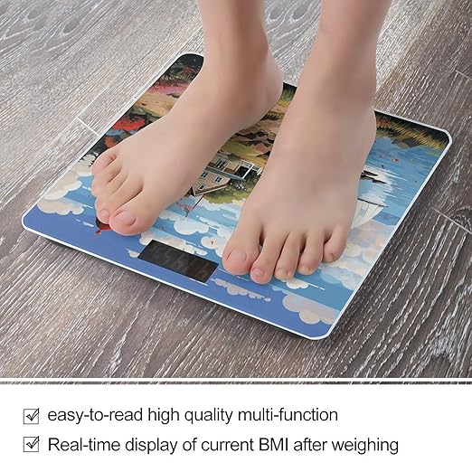 Coastal Lighthouse Scale for Body Weight Accurate Digital Bathroom Scale Toughened Glass High Precision Scales Smart Weight Scales with Large LCD Backlight Display Weighing Machine