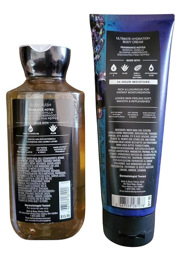 Bath &amp Body Works Wicked Vanilla Woods Ultimate Hydration Body Cream and Body Gel Wash 2 Piece Set