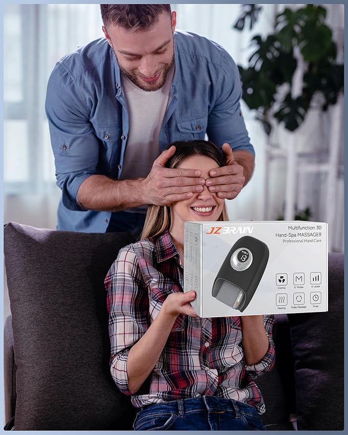 Hand Massager with Heat and Compression : Full Hand and Wrist Massage with Palm Kneading Rollers - Gifts for Arthritis Pain Relief Relaxation &amp Circulation - HSA or FSA Eligible