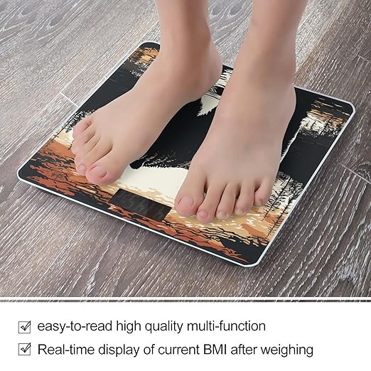 Bear Silhouette Digital Bathroom Scale for Body Weight with High Precision Digital Weighing Scale with BMI Clear LCD Display and Step-On Measures Weight Up to 180kg