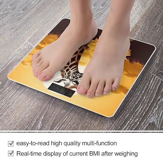 Giraffe and Sunflower Scale for Body Weight Accurate Digital Bathroom Scale Toughened Glass High Precision Scales Smart Weight Scales with Large LCD Backlight Display Weighing Machine