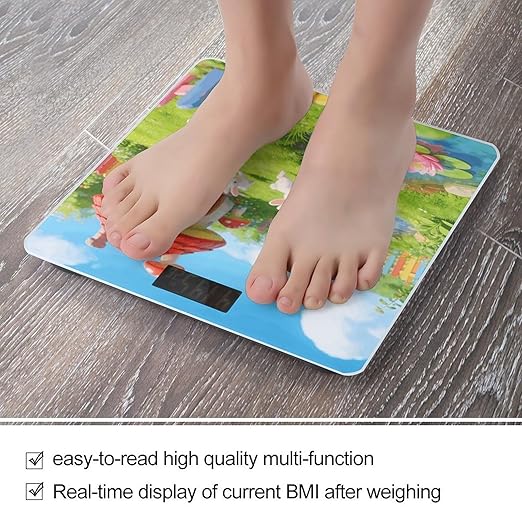 A Flock of Rabbits in Spring Smart Scale for Body Weight Digital Bathroom Scale Toughened Glass Weight Scale with Large LCD Backlight Display High Precision Scales Weighing Machine