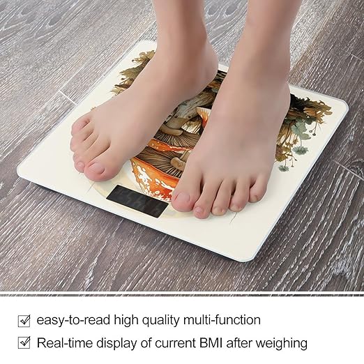 Giant Mushroom Scale for Body Weight Sturdy Tempered Glass Weighing Scales with LCD Display Accurate Digital Bathroom Scale Convenient Body Fat Smart Scales 400lb