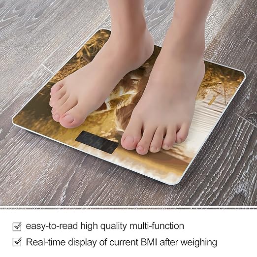 Two Golden Retrievers Scale for Body Weight Anti-Slip Sturdy Tempered Glass Weighing Machine Highly Digital Accurate Bright LCD Bathroom Scale for Household Gift