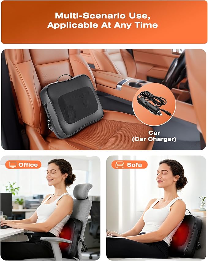 Back Massager for Pain Relief Deep Tissue with Heat - Shiatsu Kneading Back Massage for Chair Neck Massagers Pad for Lower Back Leg Shoulder Lumbar Support Pillow for Office Car for Men Women