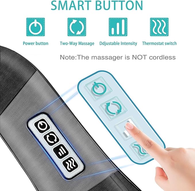 AERLANG Shiatsu Back and Neck Massager Back Massager Deep Tissue Kneading Neck and Shoulder Massage with Heat Electric Massage Pillow Fathers Day Gift Ideas from Daughter Son(NOT Cordless)