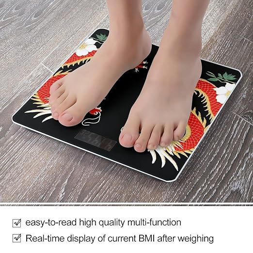 Men's Fashion Automatic Switch Digital Bathroom Weighing Scale Smart Scale Floral Chinese Japanese Dragon Flower