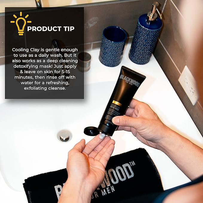 Blackwood For Men Body (17 oz) &amp Face Wash (7.41 oz) Bundle - for Sensitive Skin Workout Recovery Deep Cleansing Acne - Infused with Ginseng Menthol Charcoal &amp Clay - Sulfate Free Parabe