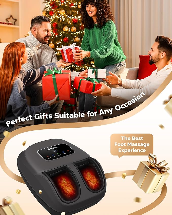 Shiatsu Foot Massager with Heat &amp Remote - 2026 Upgraded Deep Kneading Massage for Plantar Fasciitis Neuropathy &amp Tired Feet | Fits Up to Size 14 | Perfect Gifts