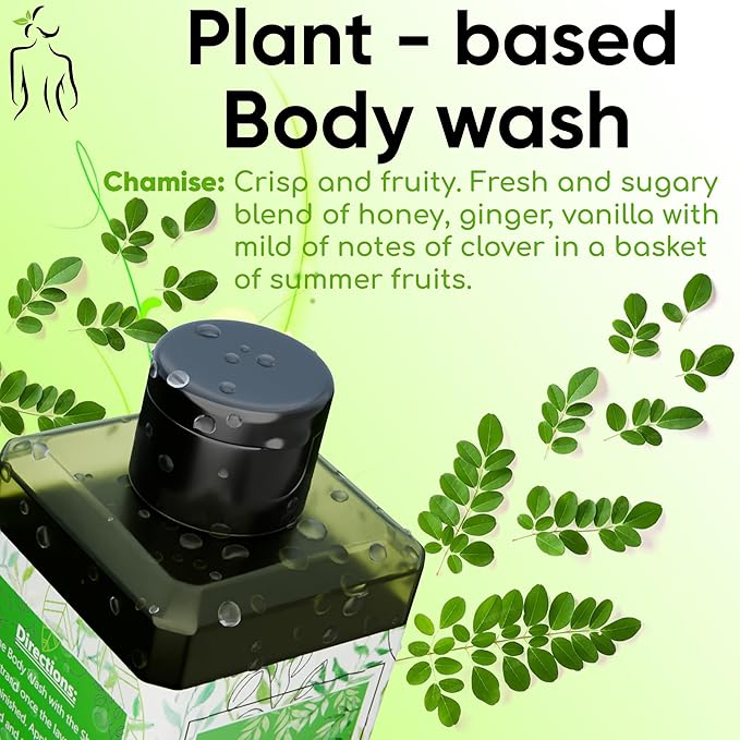 Plant-Based Body Wash with Mesh Sponge - Hydrating Sulfate &amp Paraben Free 10oz (Ralera)