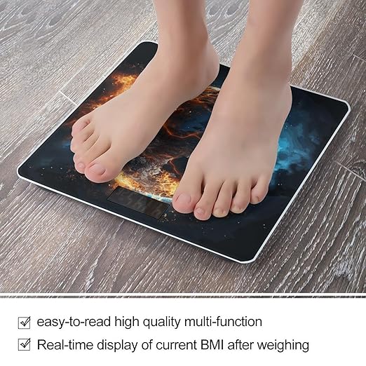 Planet Ice and Fire Bathroom Scale for Body Weight Bathroom Weighing Scale with Backlit LCD Display Highly Accurate Measures Weight Up to 180kg