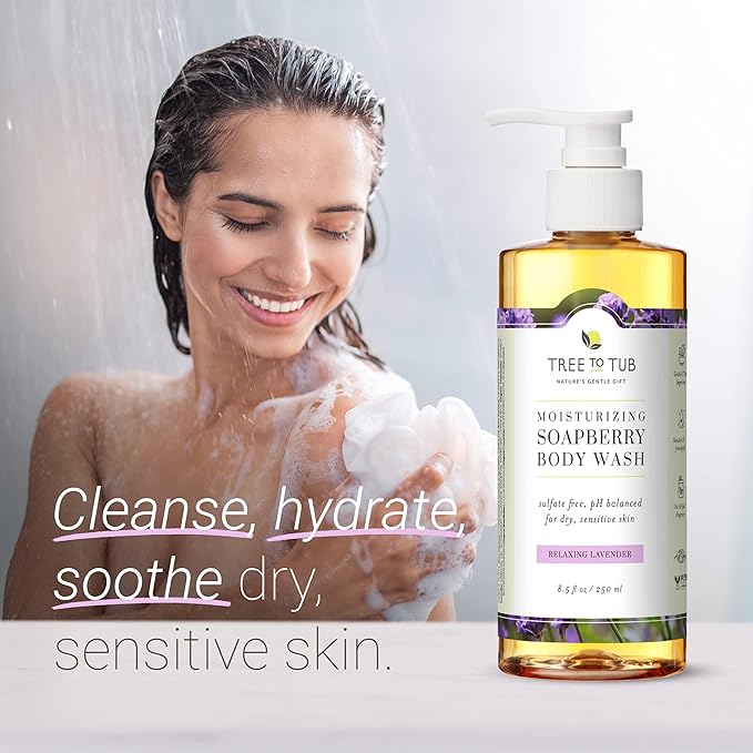 Tree To Tub Citrus and Lavender Body Wash for Dry Skin &amp Sensitive Skin - pH Balanced Moisturizing Body Wash Hydrating Sulfate Free Body Soap for Women &amp Men w/Organic Shea Butter Aloe Vera