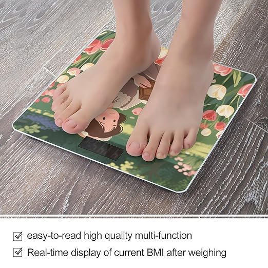 Vintage Reading Book Weight Scale Cute Bathroom Scale for Body Highly Accurate Digital Weighing Machine for People Compact LCD Display Scales with Sturdy Toughened Glass Scales