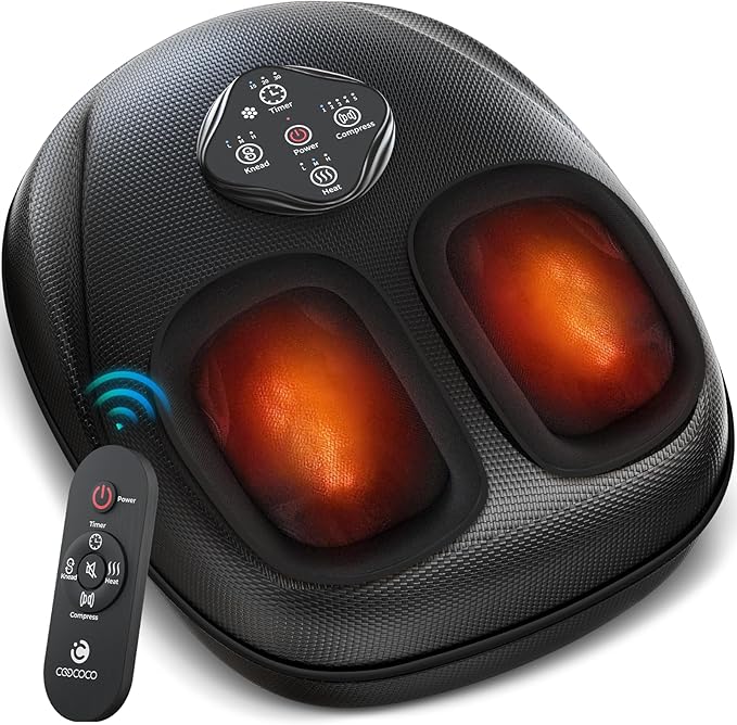 CooCoCo HSA Store Eligible Foot Massager with Heat Plantar Fasciitis Feet Massager with Remote Deep Kneading &amp Compression FSA Foot Warmer for Home Office Neuropathy Pain Relief for Feet