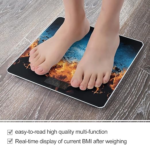 Ice Fire Bathroom Scale Ultra-Bright Liquid Crystal Screen Weight Scale Accurate Bathroom Body Scales for Body Weight Bathroom Pet Home Bedroom Gift-Giving