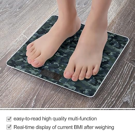 Camo Pattern Scale for Body Weight Accurate Digital Bathroom Scale Toughened Glass High Precision Scales Smart Weight Scales with Large LCD Backlight Display Weighing Machine