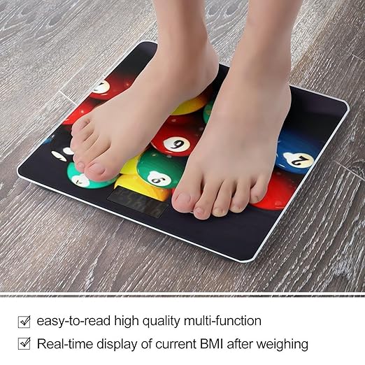 Color Billiards Scale with LCD Precision Weighing Scales Sturdy Tempered Glass Weight Scales Easy-to-Read Anti-Slip Weight Digital Bathroom Scale for Daily