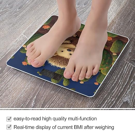 Hedgehog Cactus Weight Scale Digital Electronic Scales Bathroom Scale Larg LCD Backlight Display High Precision MeasurementsTempered Glass