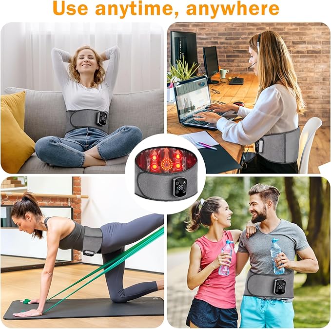 Cordless Heating Pad for Back Pain Relief Lumbar Massaager with Heat Heated Back Belt Abdomen Warmer Lumbar Support Rechargeable Heating Massage