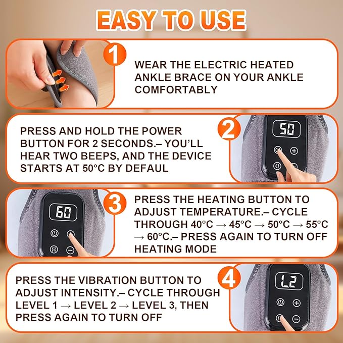 Foot Advanced Triple Method Massager 3-in-1 Heated Foot &amp Ankle Wrap Triple Technology Foot Massager Ankle 3-Speed &amp 5-Temperature Portable Foots Renew Massager for Home Travel Use (1pc)