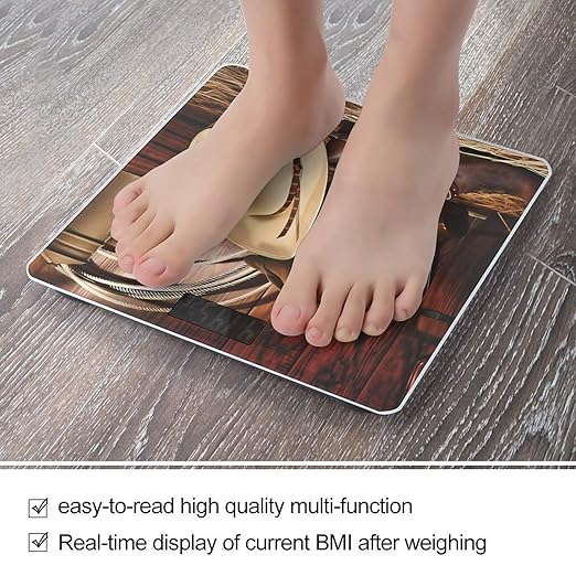 Cowboy Black Hat Western Boots Scale for Body Weight Anti-Slip Sturdy Tempered Glass Weighing Machine Highly Digital Accurate Bright LCD Bathroom Scale for Household Gift