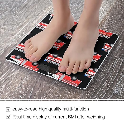 Smart Scale for Body Weight Automatic Switch Digital Bathroom Weighing Scale Cute Cartoon Fire Truck