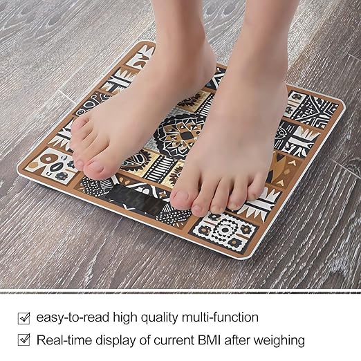 African Mud Cloth Tribal Scale for Body Weight Smart Scales Digital Bathroom Scale High Precision Weighing Scales with Large Display Weighing Machine for People