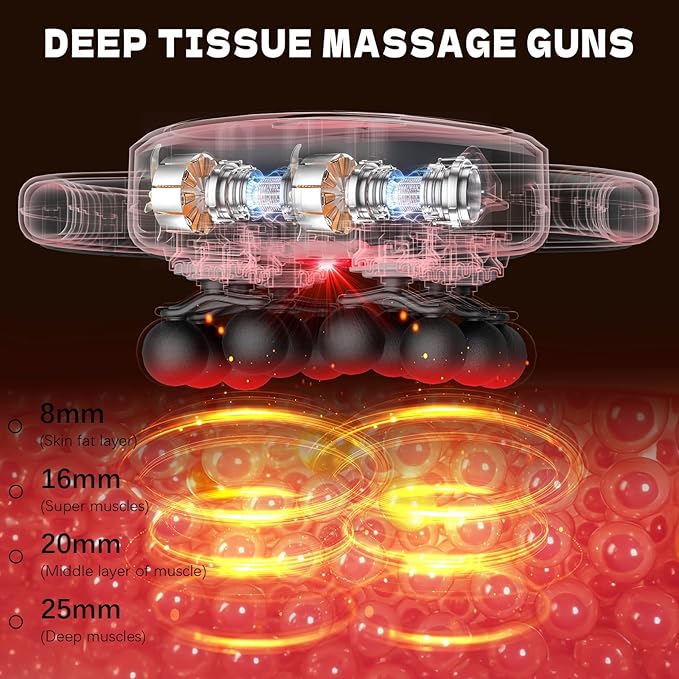 AdamPark Deep Tissue Massager Gun Electric Muscle Massager 12-Head Handheld Massage Gun with 9 Modes Quiet Massager for Back Pain Full Body Muscle Pain Relief Ideal Gifts for Women Men